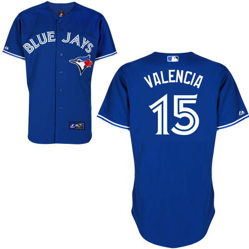 Danny Valencia #15 mlb Jersey-Toronto Blue Jays Women's Authentic Alternate Blue Baseball Jersey